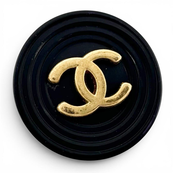 美品▲CHANEL シャネル ヴィンテージ ラウンド型 ココマーク 裏ロゴ入り 6個セット ボタン ダークネイビー ゴールド レディース