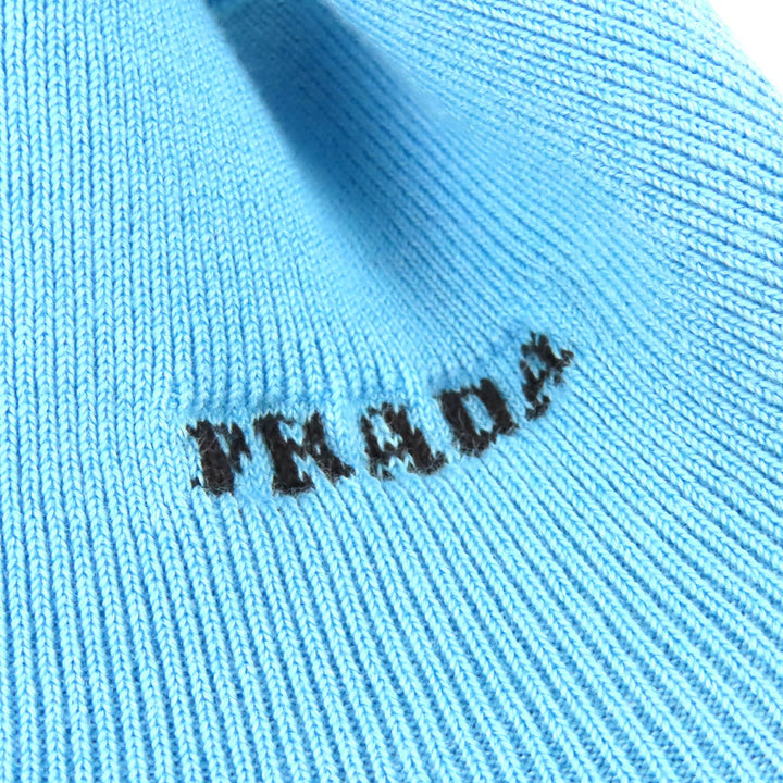 極美品△PRADA プラダ 2022年製 UMR536 S222 1113 バージンウール カシミヤ 総柄 ハイネック ニット セーター 48 正規品