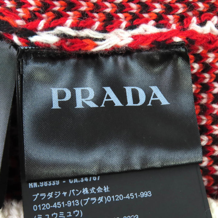極美品△PRADA プラダ 2022年製 UMR536 S222 1113 バージンウール カシミヤ 総柄 ハイネック ニット セーター 48 正規品