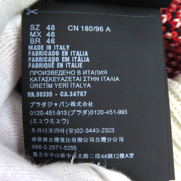 極美品△PRADA プラダ 2022年製 UMR536 S222 1113 バージンウール カシミヤ 総柄 ハイネック ニット セーター 48 正規品