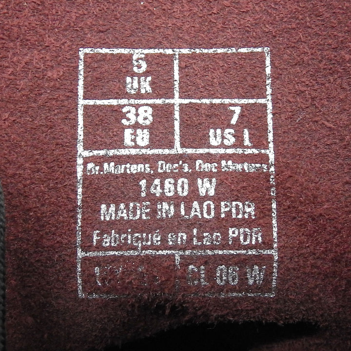 極美品▲Dr.Martens ドクターマーチン 1460 8 ホール イエローステッチ レースアップ レザー ショートブーツ ボルドー UK5 レディース