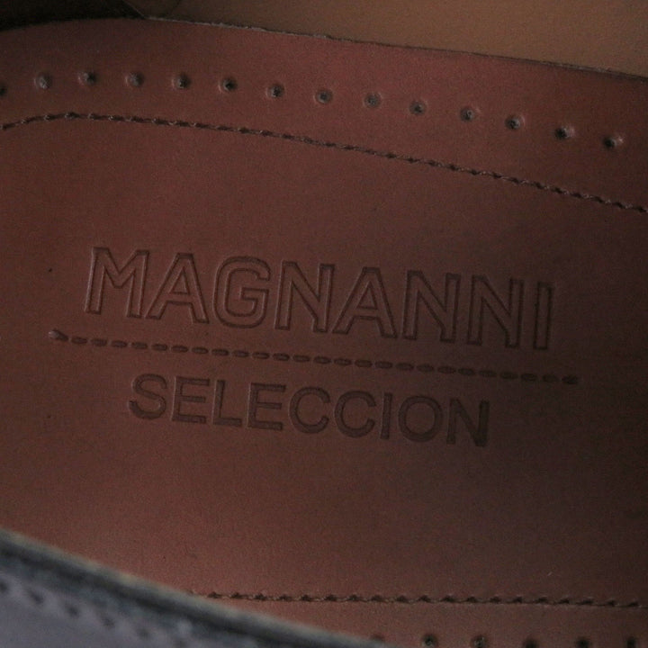 美品□MAGNANNI マグナーニ MAGNANNI SELECTION パティーヌレザー ダブルモンクストラップ ドレスシューズ ネイビー 40 保存袋付き メンズ
