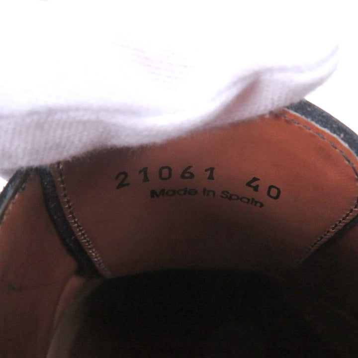 美品□MAGNANNI マグナーニ MAGNANNI SELECTION パティーヌレザー ダブルモンクストラップ ドレスシューズ ネイビー 40 保存袋付き メンズ