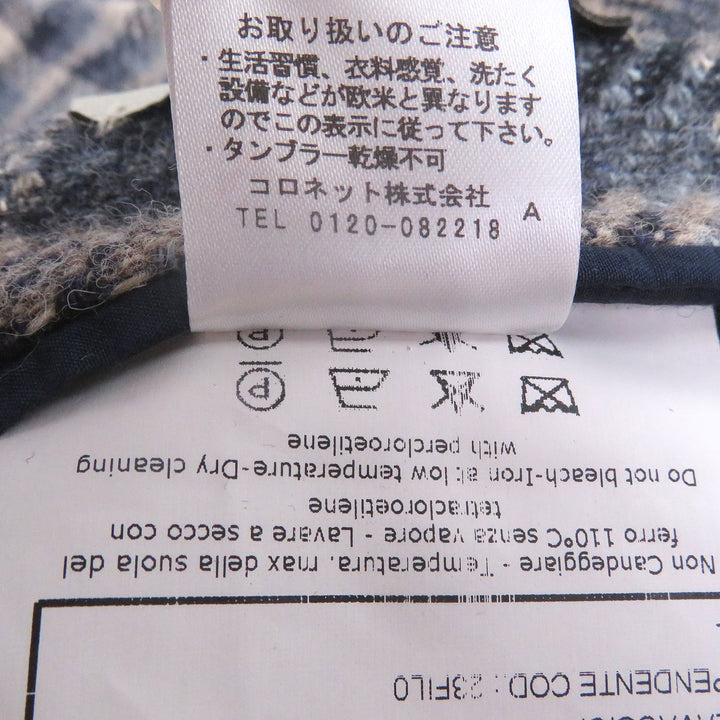 極美品□BOGLIOLI ボリオリ ウール リネン DOVER チェック柄 シングル テーラードジャケット ネイビー ベージュ 42 イタリア製 正規品