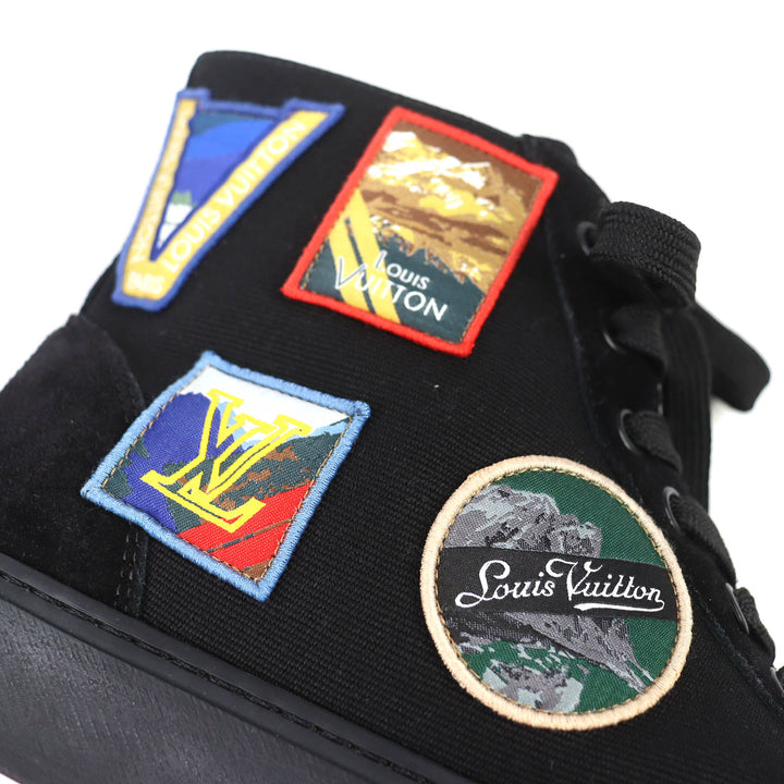 極美品△LOUIS VUITTON ルイヴィトン タトゥーライン キャンバス スウェードレザー アルプスワッペン ハイカットスニーカー ブラック 7