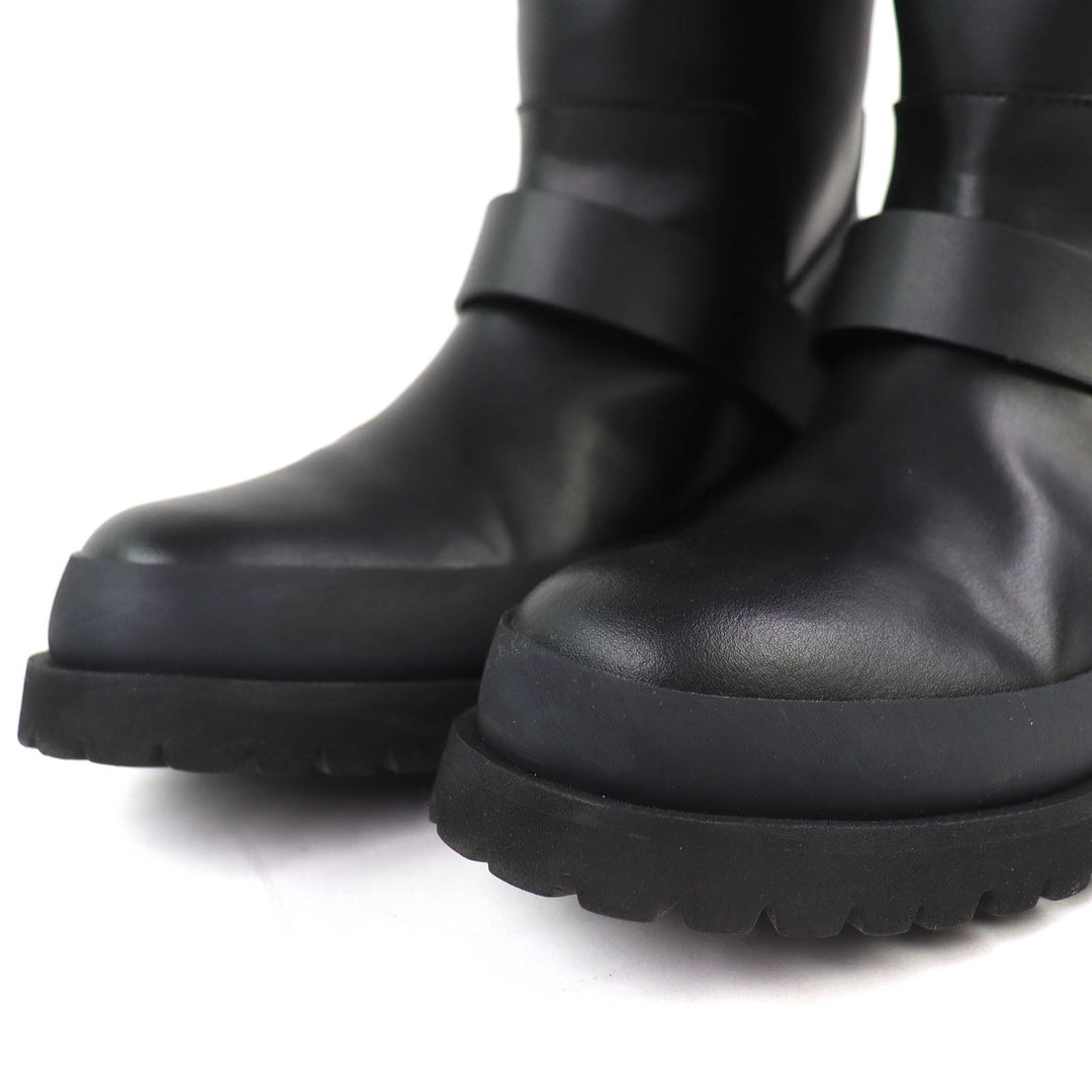 美品△Stella McCartney ステラマッカートニー 24AW トレース バックルストラップ バイカーブーツ ロゴ VEGEAレザー ブーツ ブラック 36