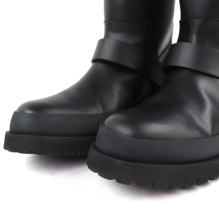 美品△Stella McCartney ステラマッカートニー 24AW トレース バックルストラップ バイカーブーツ ロゴ VEGEAレザー ブーツ ブラック 36