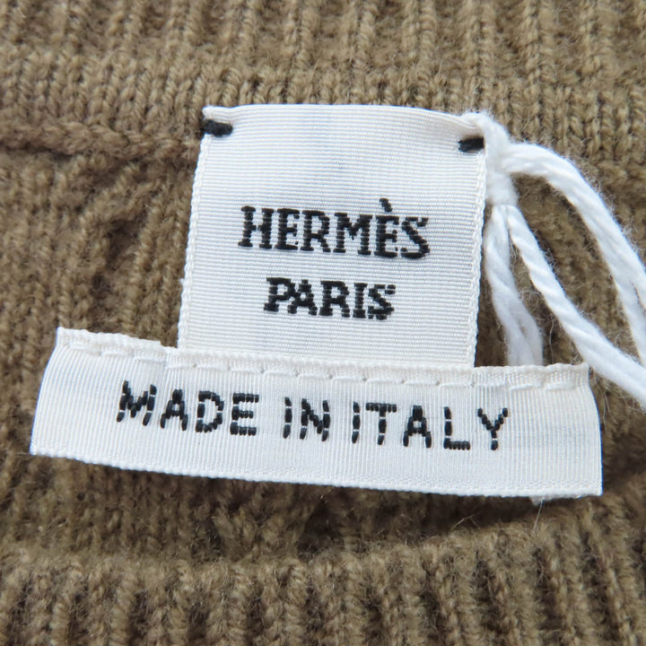 未使用品☆HERMES エルメス バージンウール カシミヤ シェーヌダンクル 長袖 ニット トップス ブラウン 38 イタリア製 レディース