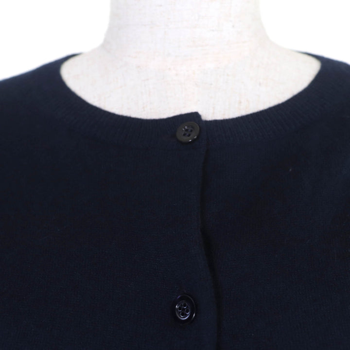 美品☆Christian Dior クリスチャンディオール 7H24106XM007 カシミヤ100％ ビーズ装飾 長袖ニット カーディガン ネイビー 40 正規品