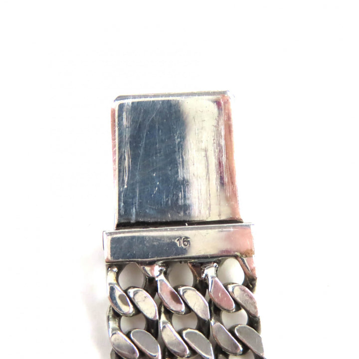 美品◇GUCCI グッチ ゴースト SV925 ドクロ GG柄 3連チェーン ブレスレット アクセサリー シルバー 全長16cm 伊製 重量29.12g レディース