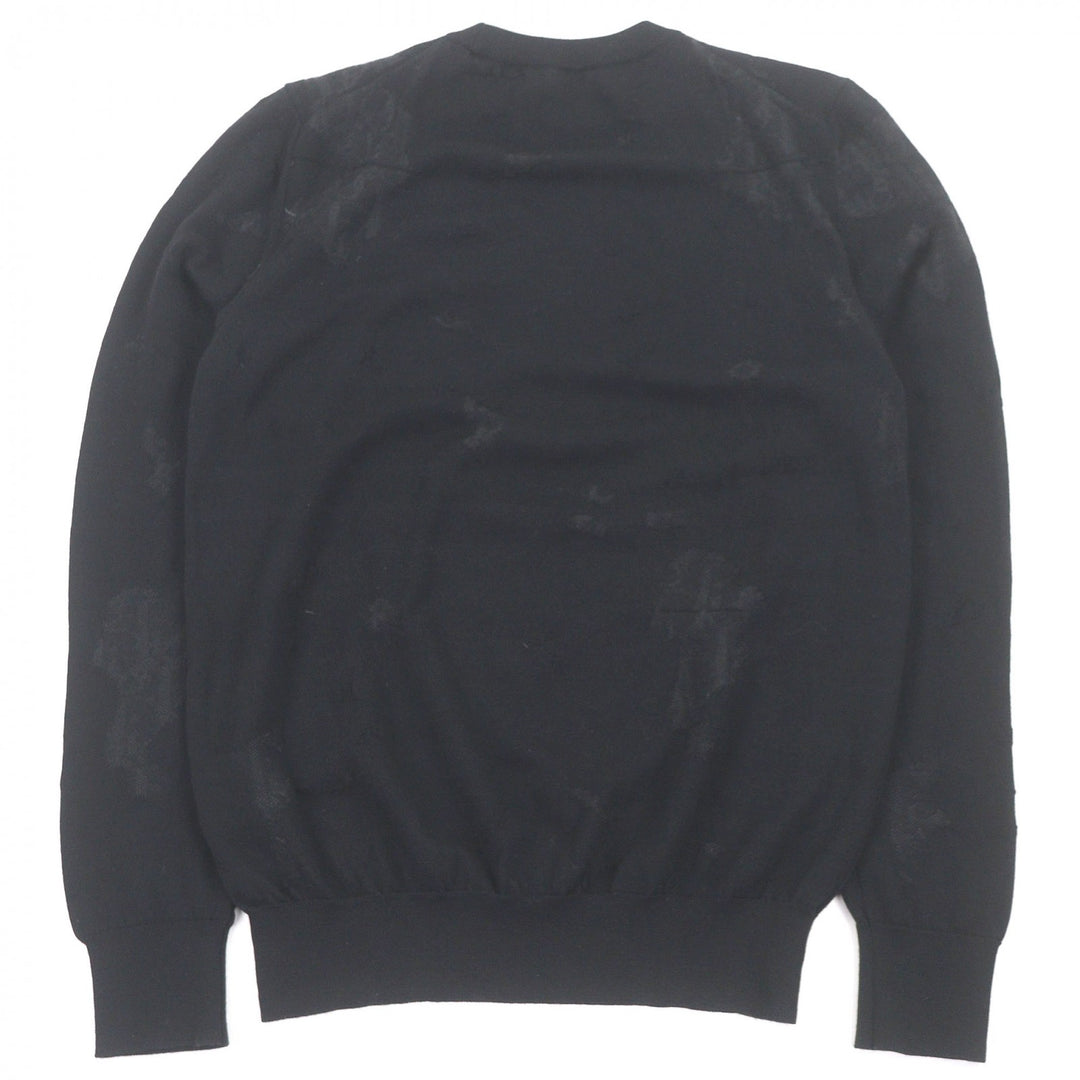 美品□DIOR ディオール オム 923M604AT937 オブリーク クラッシュオパール加工 薄手 長袖ニット セーター ブラック S イタリア製 メンズ