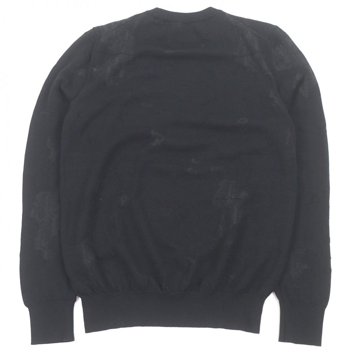 美品□DIOR ディオール オム 923M604AT937 オブリーク クラッシュオパール加工 薄手 長袖ニット セーター ブラック S イタリア製 メンズ