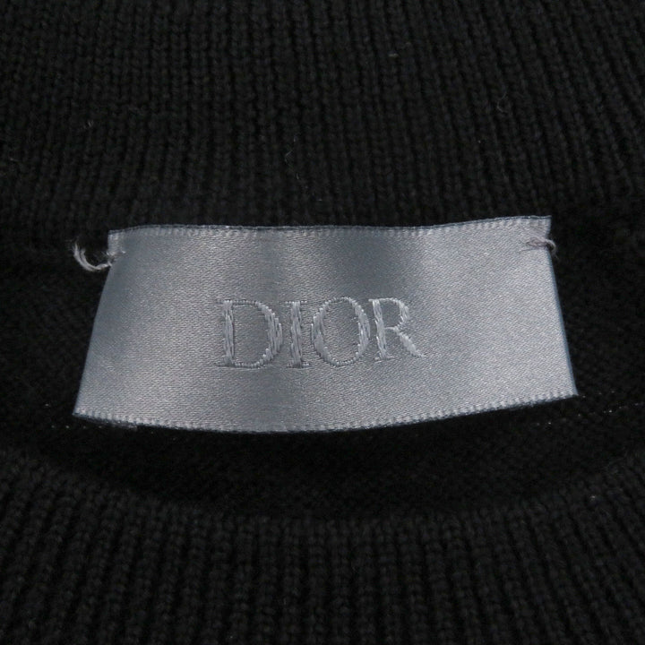 美品□DIOR ディオール オム 923M604AT937 オブリーク クラッシュオパール加工 薄手 長袖ニット セーター ブラック S イタリア製 メンズ