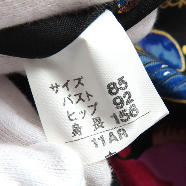 極美品△LEONARD FASHION レオナール ファッション カシミヤ100％ 裏地総柄デザイン ロゴボタン ロング コート ブラック 11AR レディース
