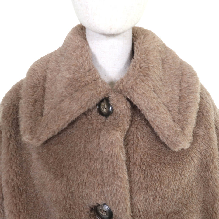 未使用品△Max Mara マックスマーラ 2023年製 23473618336 テディベア アルパカ カシミヤ 白タグ ケープ ポンチョ ブラウン SM 正規品