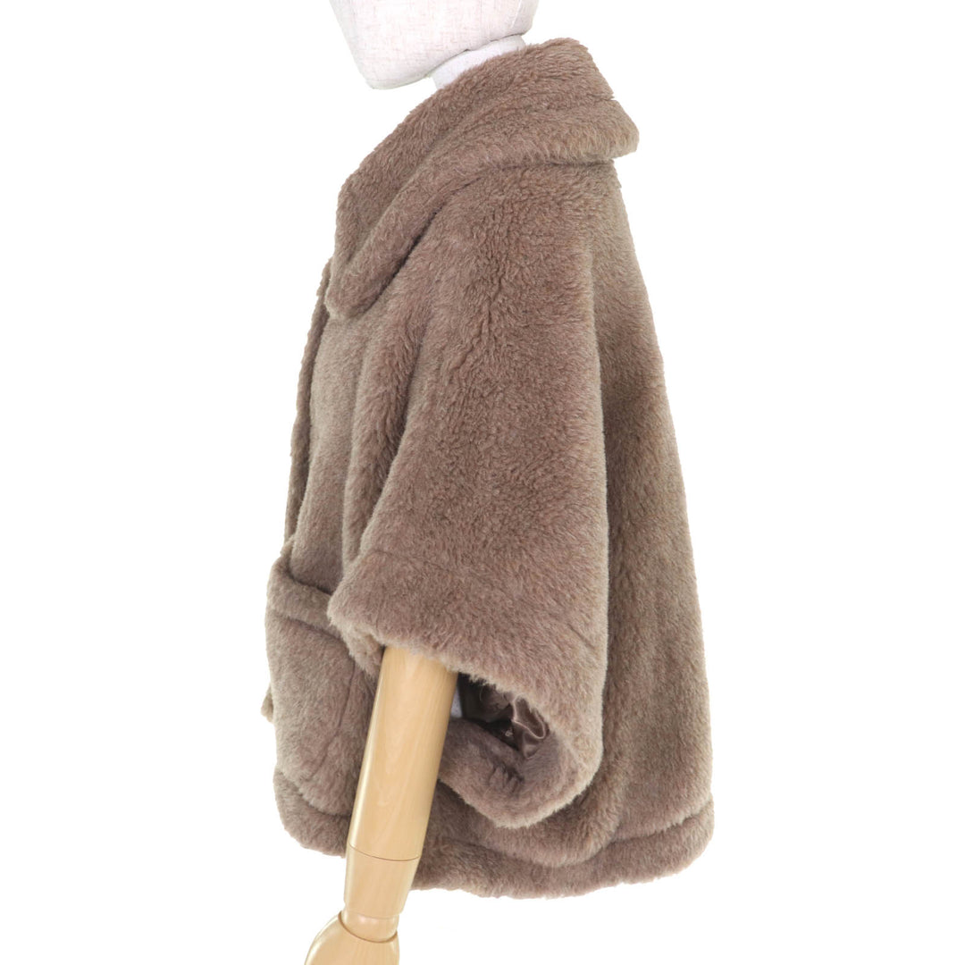 未使用品△Max Mara マックスマーラ 2023年製 23473618336 テディベア アルパカ カシミヤ 白タグ ケープ ポンチョ ブラウン SM 正規品