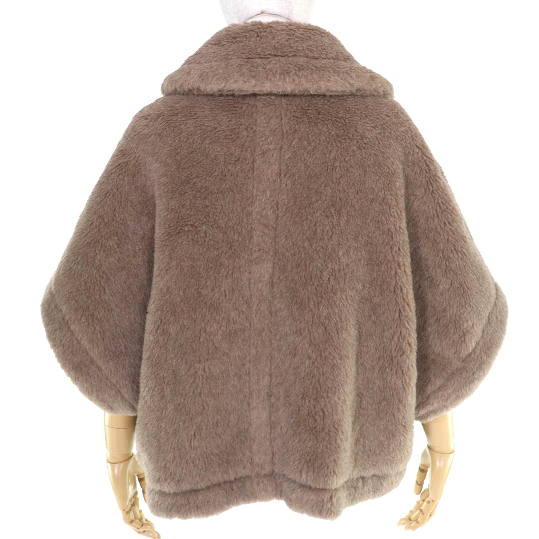 未使用品△Max Mara マックスマーラ 2023年製 23473618336 テディベア アルパカ カシミヤ 白タグ ケープ ポンチョ ブラウン SM 正規品