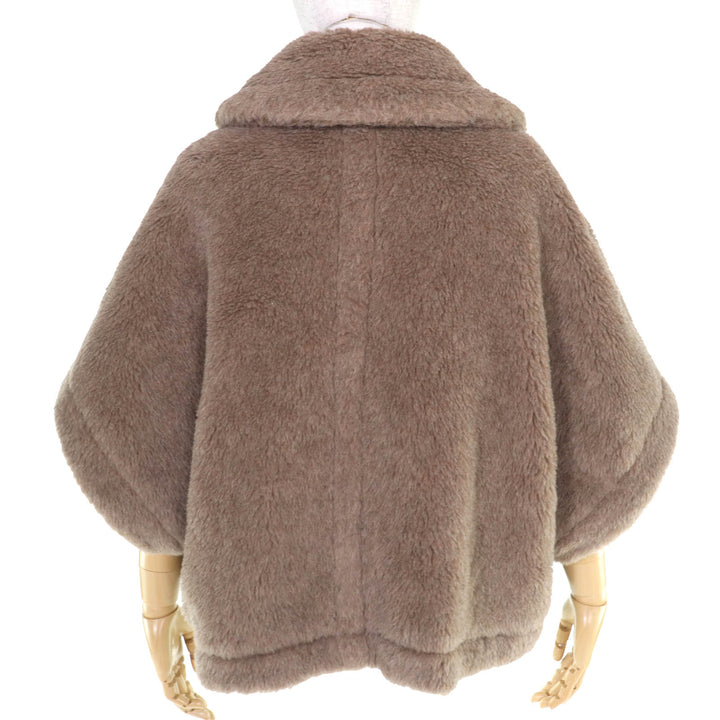 未使用品△Max Mara マックスマーラ 2023年製 23473618336 テディベア アルパカ カシミヤ 白タグ ケープ ポンチョ ブラウン SM 正規品
