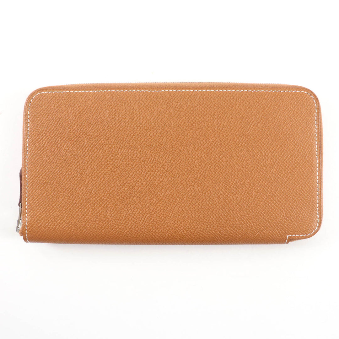 未使用品★HERMES エルメス アザップロング シルクイン ゴールド ヴォーエプソン シルバー金具 ラウンドZIP ロングウォレット U刻印 箱付