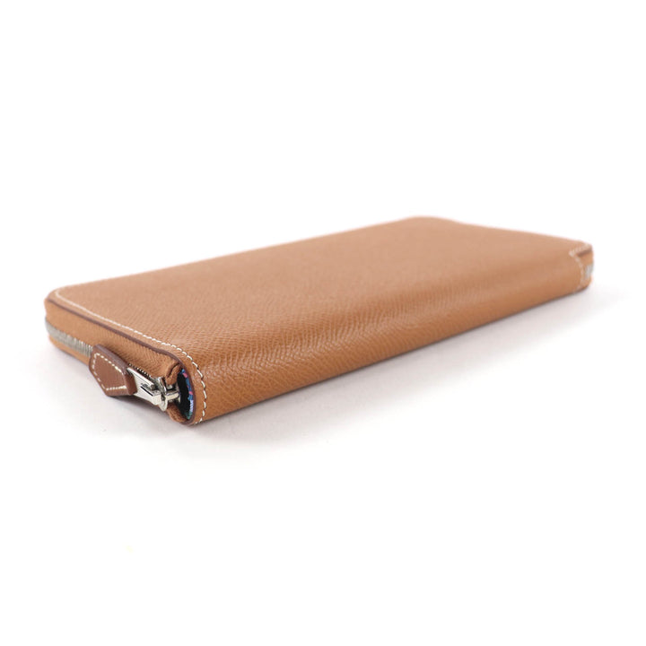 未使用品★HERMES エルメス アザップロング シルクイン ゴールド ヴォーエプソン シルバー金具 ラウンドZIP ロングウォレット U刻印 箱付