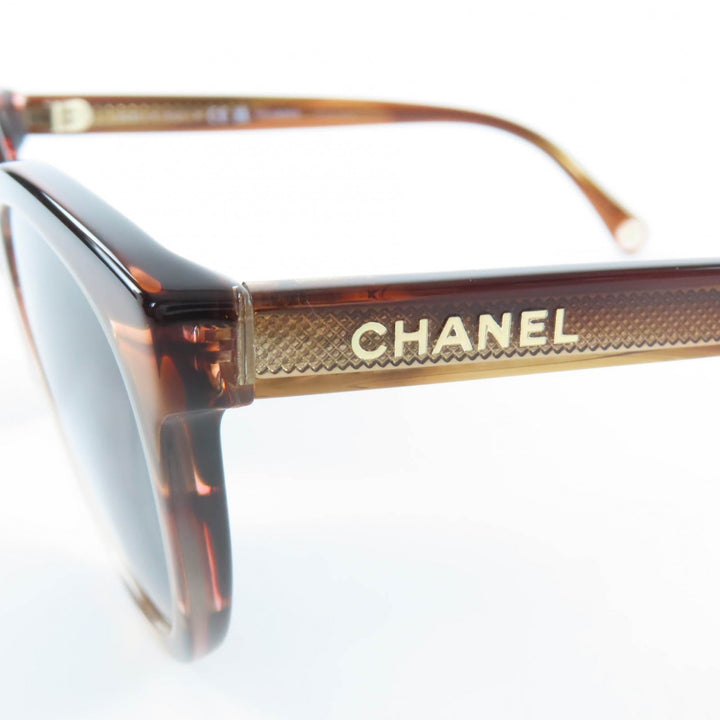 美品★CHANEL シャネル 5523-U ココマーク ロゴ入り サングラス アイウェア クリアブラウン 52□20 140 箱付き イタリア製 レディース