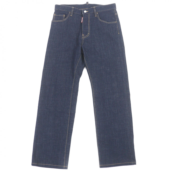 極美品□DSQUARED2 ディースクエアード 24AW S74LB1421 フライフロント レザーパッチ デニムパンツ インディゴブルー 44 正規品 メンズ