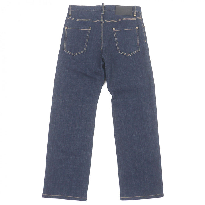 極美品□DSQUARED2 ディースクエアード 24AW S74LB1421 フライフロント レザーパッチ デニムパンツ インディゴブルー 44 正規品 メンズ