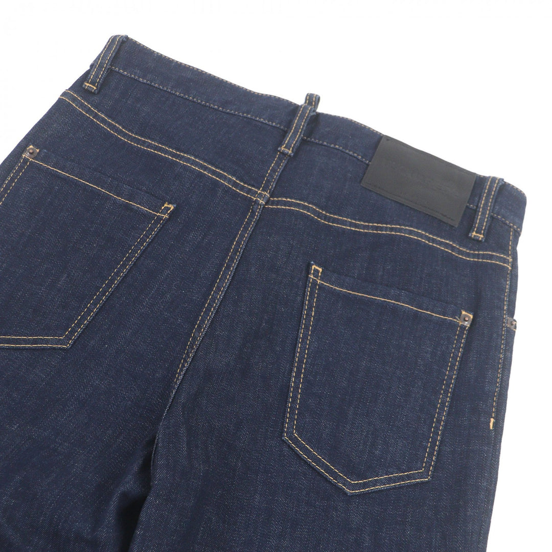 極美品□DSQUARED2 ディースクエアード 24AW S74LB1421 フライフロント レザーパッチ デニムパンツ インディゴブルー 44 正規品 メンズ