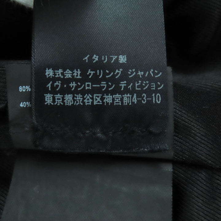 美品◇SAINT LAURENT PARIS サンローランパリ 483854 ワッペン ヴィンテージ加工 カーフスキン レザーライダースジャケット 黒 34 正規品