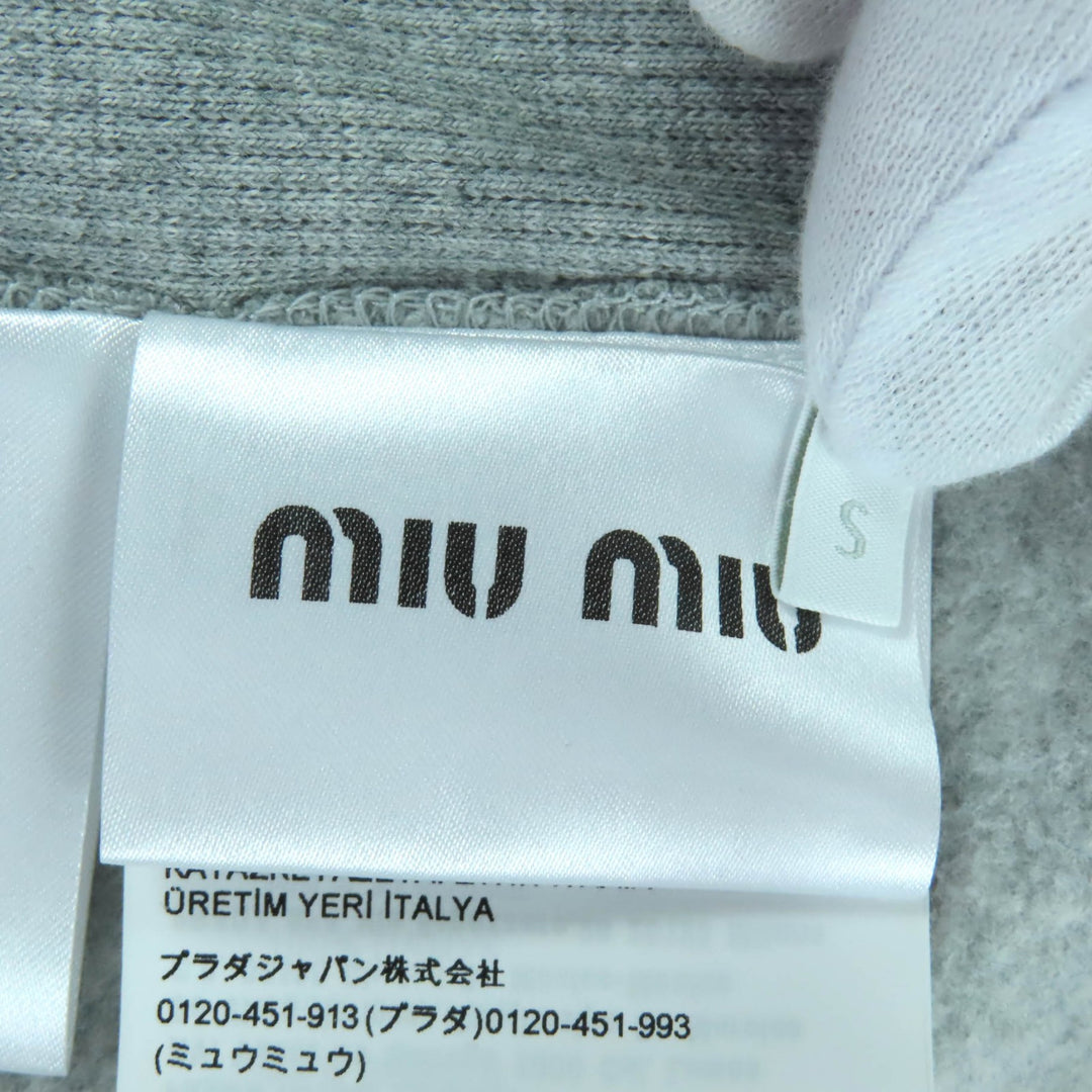 極美品◇MIUMIU ミュウミュウ 2022年製 MJT654 コットン100％ ロゴワッペン セーラーカラートップ ノースリーブ スウェット S 正規品