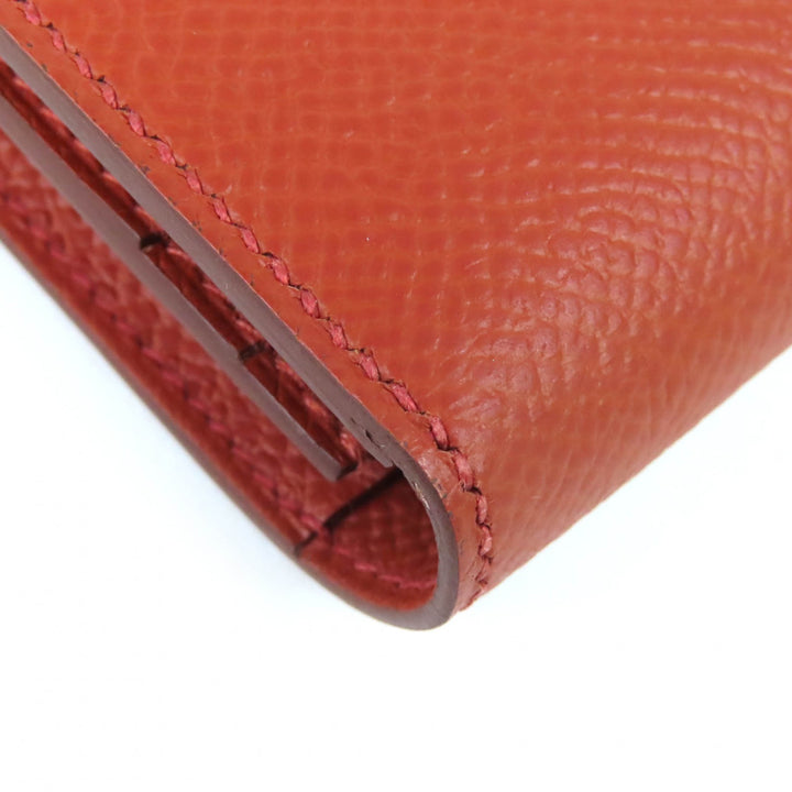未使用品△HERMES エルメス ベアンスフレタッチ ヴォーエプソン アリゲーター ブリック サンギーヌ シルバー金具 長財布 U刻印 箱付 仏製