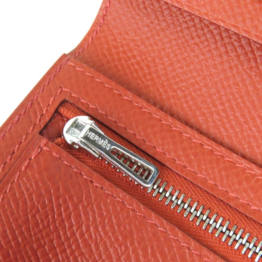 未使用品△HERMES エルメス ベアンスフレタッチ ヴォーエプソン アリゲーター ブリック サンギーヌ シルバー金具 長財布 U刻印 箱付 仏製