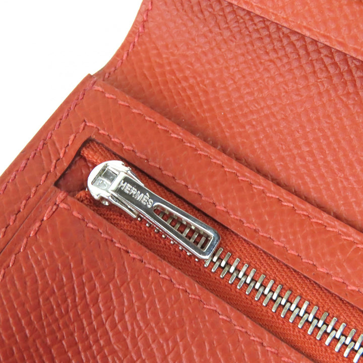 未使用品△HERMES エルメス ベアンスフレタッチ ヴォーエプソン アリゲーター ブリック サンギーヌ シルバー金具 長財布 U刻印 箱付 仏製