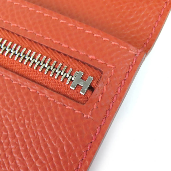 未使用品△HERMES エルメス ベアンスフレタッチ ヴォーエプソン アリゲーター ブリック サンギーヌ シルバー金具 長財布 U刻印 箱付 仏製