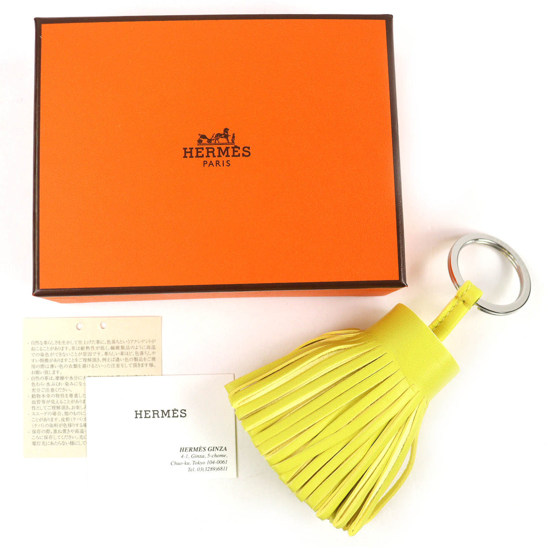 未使用品△HERMES エルメス カルメン アニョーミロ シルバー金具 バッグチャーム イエロー K刻印 箱付き フランス製 レディース オススメ◎