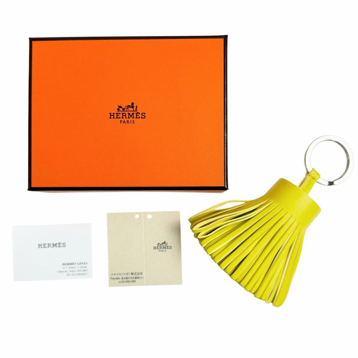未使用品◇HERMES エルメス カルメン アニョーミロ シルバー金具 キーホルダー バッグチャーム イエロー K刻印 箱付き 仏製 レディース