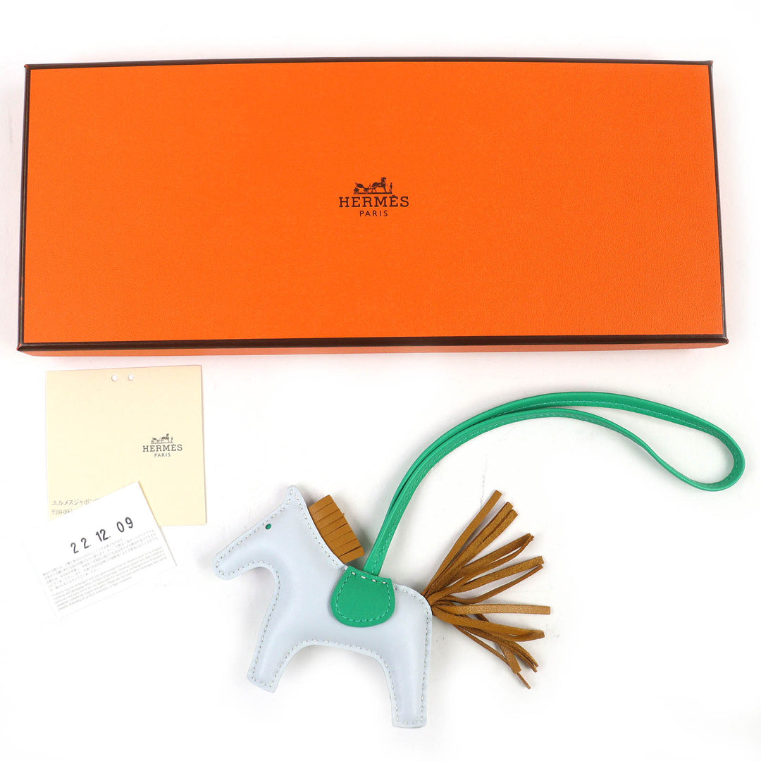 美品△HERMES エルメス ロデオチャーム PM アニョーミロ ブルーブリュム/セサミ/グリーン バッグチャーム U刻印 箱付き 仏製 レディース