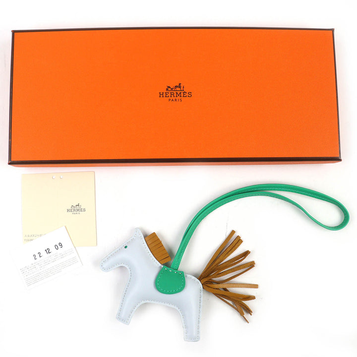 美品△HERMES エルメス ロデオチャーム PM アニョーミロ ブルーブリュム/セサミ/グリーン バッグチャーム U刻印 箱付き 仏製 レディース