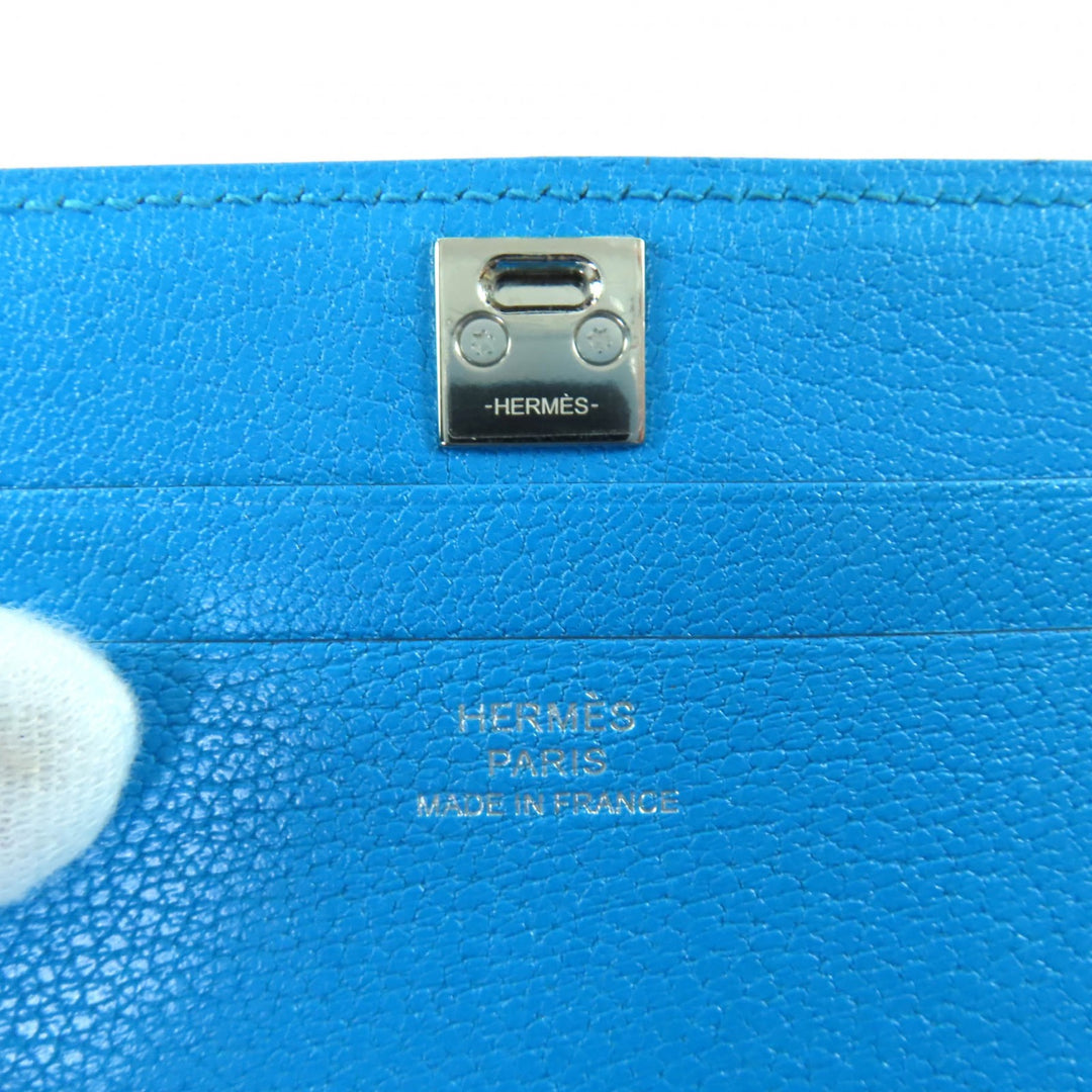 極美品★HERMES エルメス メドール レザー パスケース 名刺入れ カードケース ブルー B刻印 フランス製 レディース