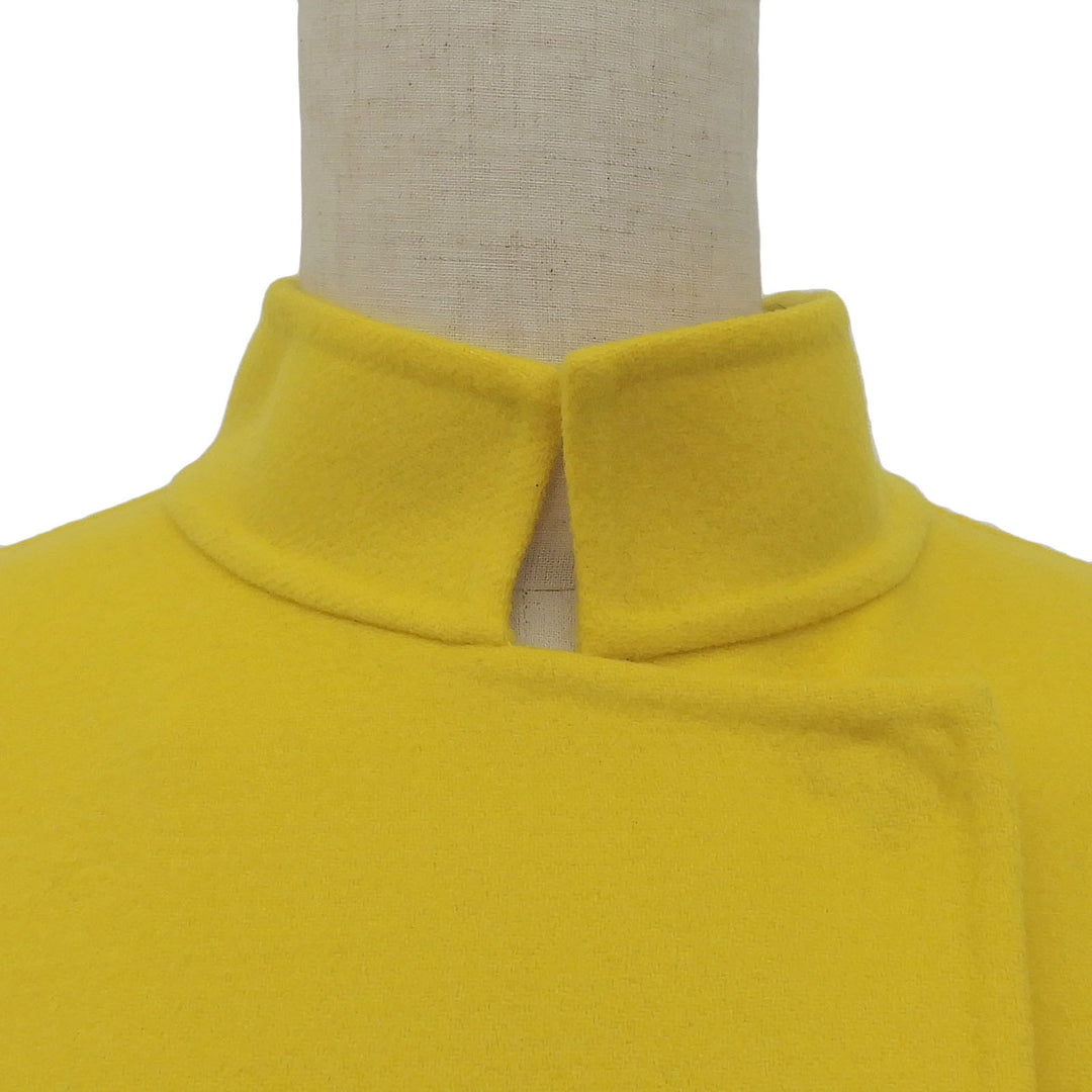 未使用品▲SPORTMAX スポーツマックス ウール カシミヤ 比翼仕立て ビジュー付き スタンドカラー ロングコート 黄 42 正規品 レディース