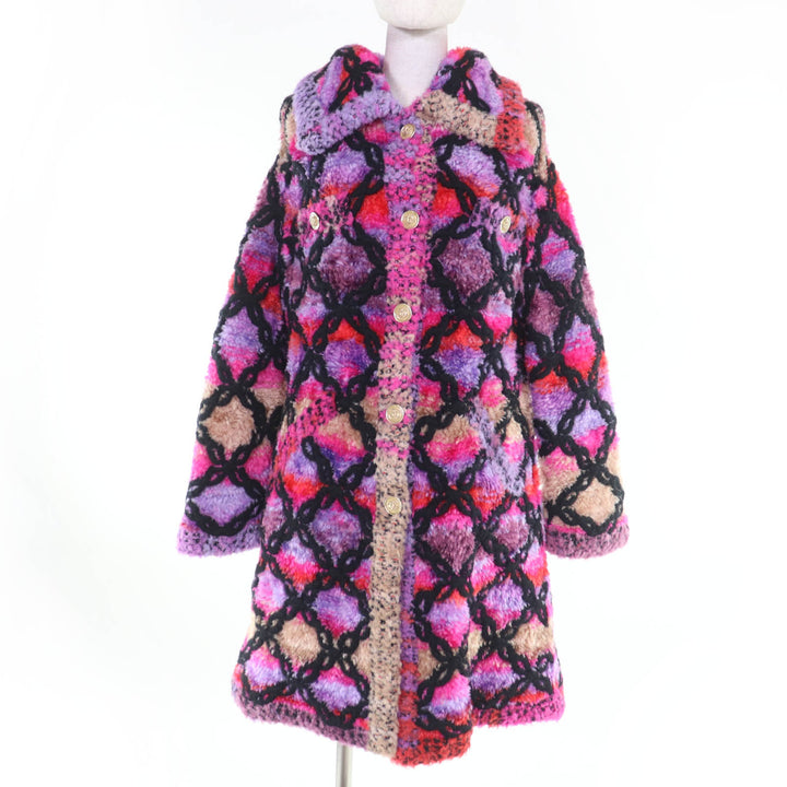 未使用品☆CHANEL シャネル 20AW P65229K60980 カシミヤ シルク混 ココマークボタン COCONEIGE コート マルチカラー 40 伊製 レディース
