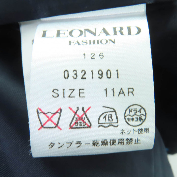 極美品☆LEONARD FASHION レオナール ファッション ウール 花柄デザイン ロゴボタン テーラードジャケット 11 日本製 正規品　レディース