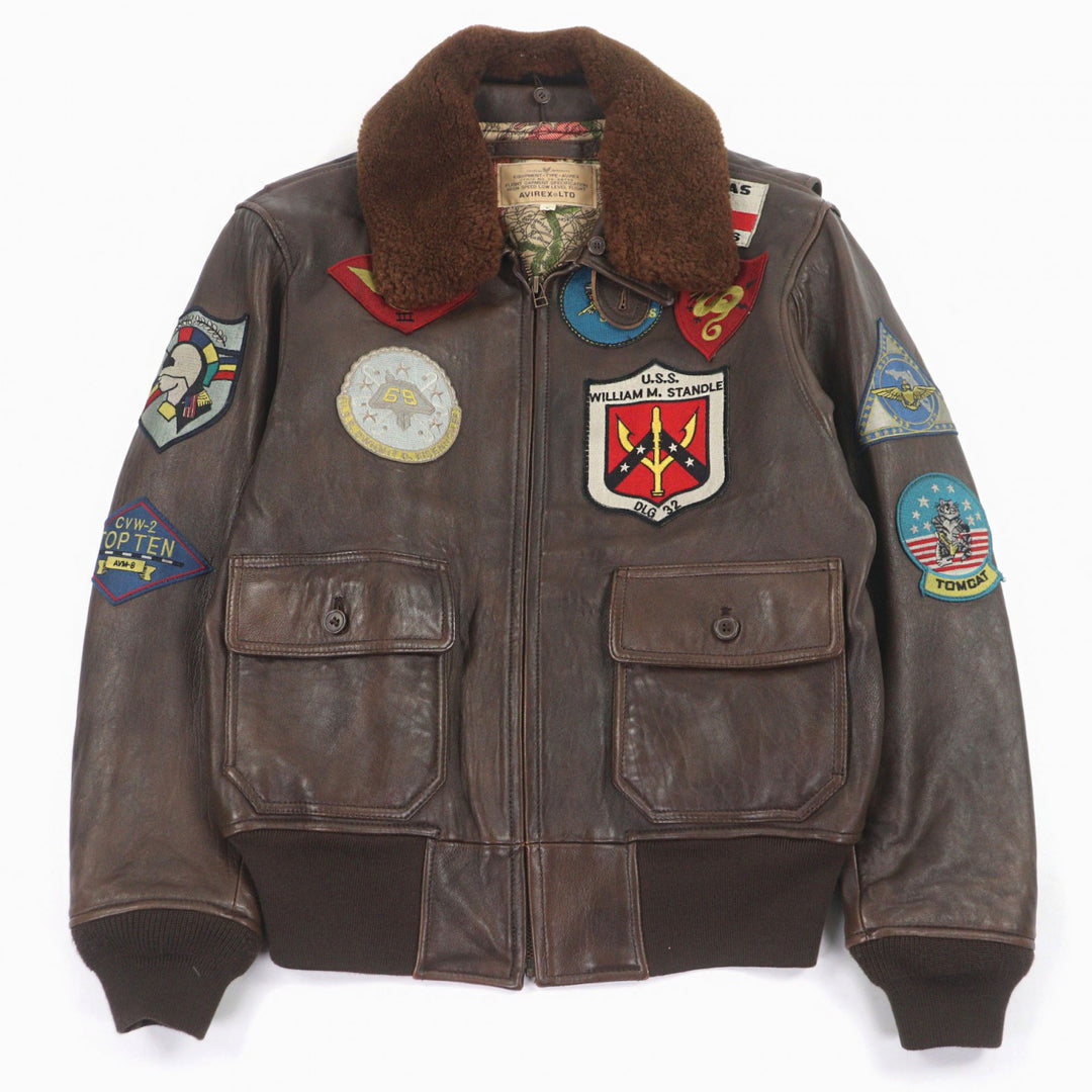 美品○AVIREX アヴィレックス 6181013 G-1 TOP GUN トップガン ラムレザー 襟ムートンファー 中綿入り フライトジャケット L 正規品