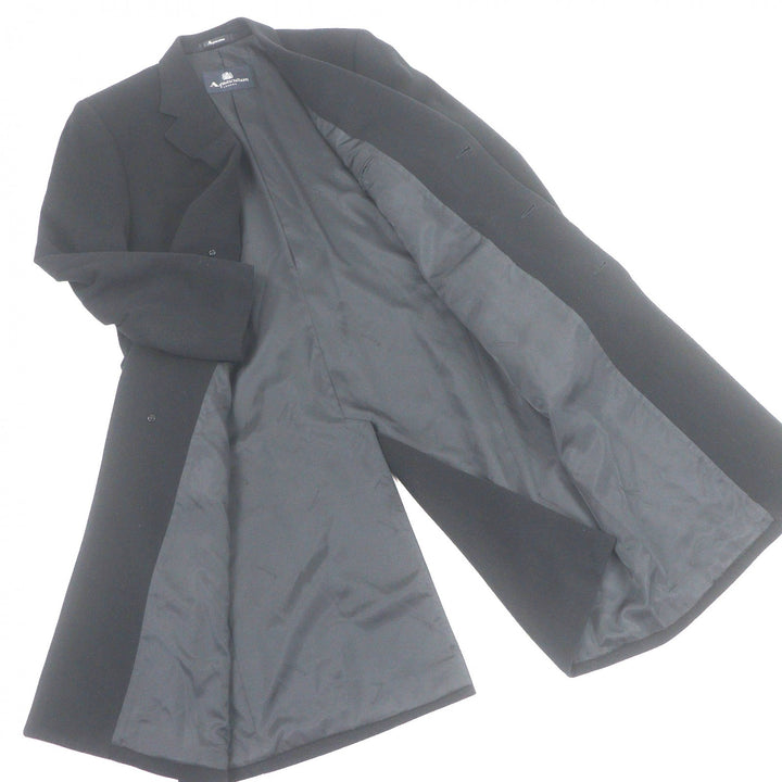 極美品□Aquascutum LONDON アクアスキュータムロンドン カシミヤ100％ フライフロント チェスターコート ブラック 38 日本製 正規品