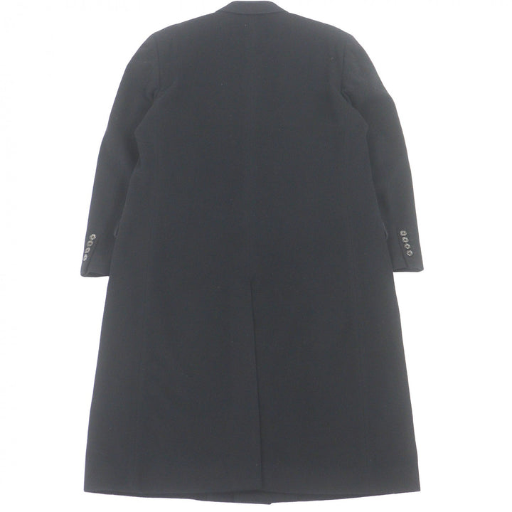 極美品□Aquascutum LONDON アクアスキュータムロンドン カシミヤ100％ フライフロント チェスターコート ブラック 38 日本製 正規品