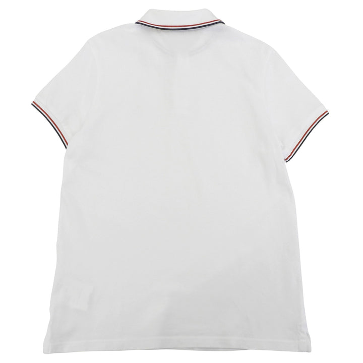 極美品▲MONCLER モンクレール MAGLIA POLO コットン100％ ロゴワッペン付き トリコロール 半袖ポロシャツ ホワイト M 正規品 メンズ