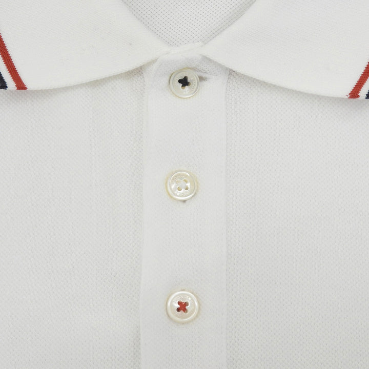 極美品▲MONCLER モンクレール MAGLIA POLO コットン100％ ロゴワッペン付き トリコロール 半袖ポロシャツ ホワイト M 正規品 メンズ