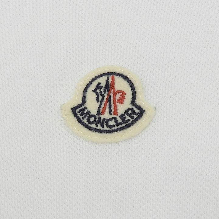 極美品▲MONCLER モンクレール MAGLIA POLO コットン100％ ロゴワッペン付き トリコロール 半袖ポロシャツ ホワイト M 正規品 メンズ