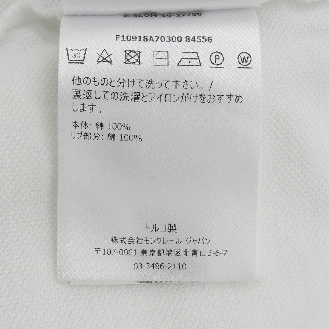 極美品▲MONCLER モンクレール MAGLIA POLO コットン100％ ロゴワッペン付き トリコロール 半袖ポロシャツ ホワイト M 正規品 メンズ