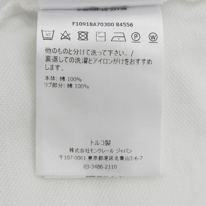 極美品▲MONCLER モンクレール MAGLIA POLO コットン100％ ロゴワッペン付き トリコロール 半袖ポロシャツ ホワイト M 正規品 メンズ